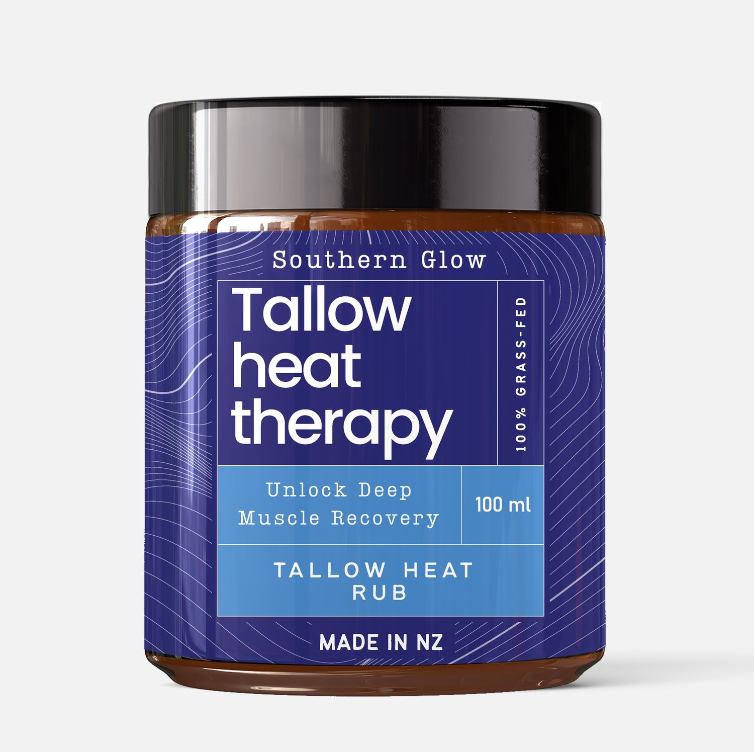 Jar of Southern Glow Tallow Heat Therapy on a white background